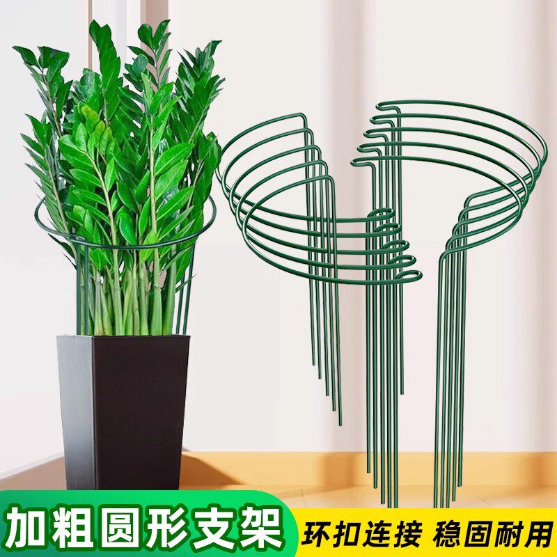 Plant Support Stakes for Potted Plants, Half-Round Metal Plant Cages for Flowers, Money Tree, Monstera, and Snake Plant