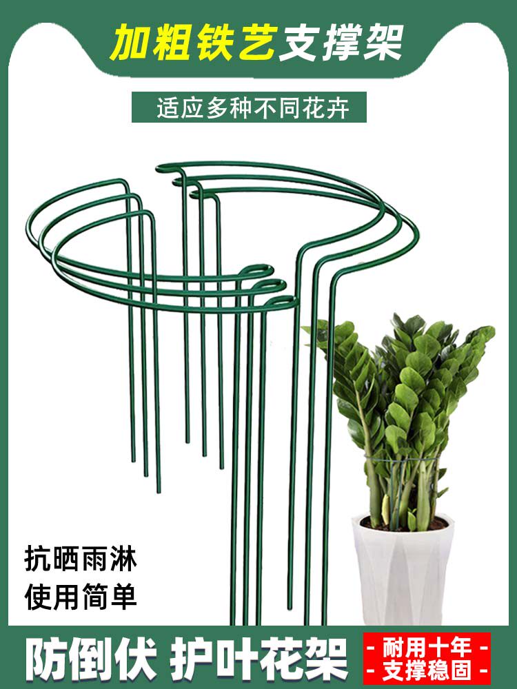 Iron Art Money Tree Plant Support Frame Crab Claw Orchid Flower Stand Anti-Toppling Semi-Circular Support