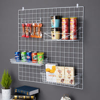 Metal Grid Display Rack Wall Mounted Storage Shelf for Supermarket Kindergarten Art Display