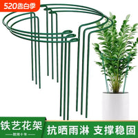 Plant Support Stakes for Potted Flowers and Greenery, Half-Round Coated Iron Garden Trellis for Orchids and Climbing Plants