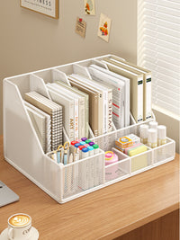 Metal Mesh Office Desk Organizer File Holder Book Stand Document Storage Rack