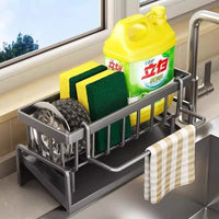 Kitchen Sink Drain Rack Dish Bowl Chopsticks Storage Shelf Thickened No-Punch Filter Basket Multi-functional Rag Holder