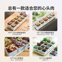 Meishi Small White Resin Succulent Planter Pot Set with Drainage Tray and Root Control Plastic Stand