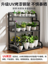 Multi-Tier Metal Plant Stand with Wheels, Indoor/Outdoor Ladder Shelf for Potted Plants, Balcony Display Rack