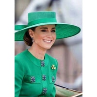 Qizuo Heavy Industry High-End Philippine Ramie Wide Brim Sun Hat Duchess Kate Style Green Horse Racing Fascinator