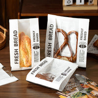 Windowed Toast Bread Bags Croissant European Bread Firewood Oven Bread Bags Bakery Food Packaging Bag Bagel Biscuit Kraft Paper Bag