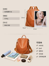 Vegetable Tanned First Layer Cowhide Backpack for Women, New Fashion Large Capacity Casual Mother's Day Gift Genuine Leather Shoulder Bag