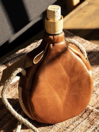 Original Imported Spanish Handmade Leather Wine Skin Water Bag Flask - Century-Old Classic Design