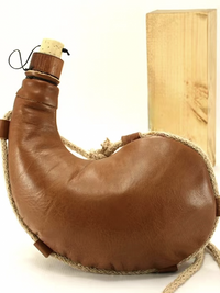 Original Imported Spanish Handmade Leather Wine Skin Water Bag Flask - Century-Old Classic Design