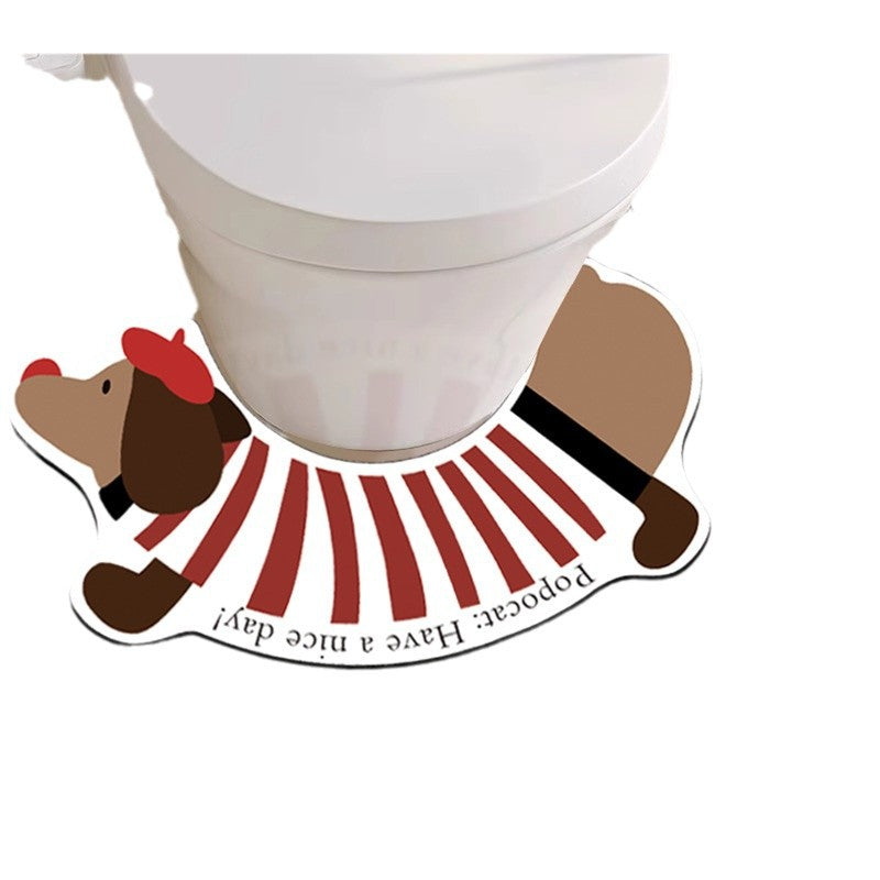 Dachshund Dog U-Shaped Toilet Mat Bathroom Anti-Splash Absorbent Quick-Dry Diatomaceous Earth Foot Pad Non-Slip Stain-Resistant