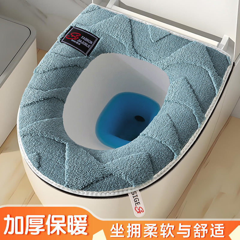 Waterproof Zippered Toilet Seat Cover Cushion for All Seasons - Thickened and Washable