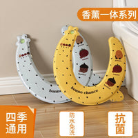 All-Season Waterproof Toilet Seat Cover with Integrated Air Freshener and Cartoon Print