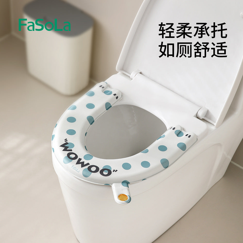 FaSoLa Waterproof Toilet Seat Cushion for All Seasons - U-shaped Home Toilet Pad with Adhesive Backing