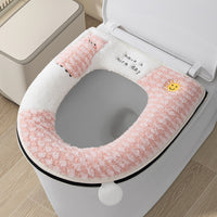 Zippered Plaid Panda Toilet Seat Cover Universal Four Seasons PU Soft Warm Washable Toilet Pad