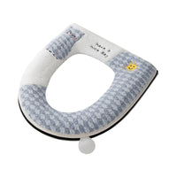 Zippered Plaid Panda Toilet Seat Cover Universal Four Seasons PU Soft Warm Washable Toilet Pad