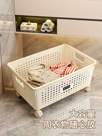 Under-Cabinet Laundry Hamper with Wheels, Large Capacity Dirty Clothes Storage Basket for Bathroom and Home