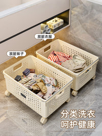 Under-Cabinet Laundry Hamper with Wheels, Large Capacity Dirty Clothes Storage Basket for Bathroom and Home
