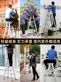 Folding Telescopic Aluminum Alloy Ladder for Home Use, Multi-functional A-Frame Ladder, 5-Step and 6-Step High Ladder
