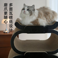 Meowxianer Vertical Corrugated Cardboard Cat Scratcher Lounge with Multi-Layer Cat Bed and Grinding Claw Post
