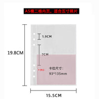 A5 6-Hole Transparent PP Album Pages Loose-Leaf Refillable Photo Storage Sleeves for Collectibles