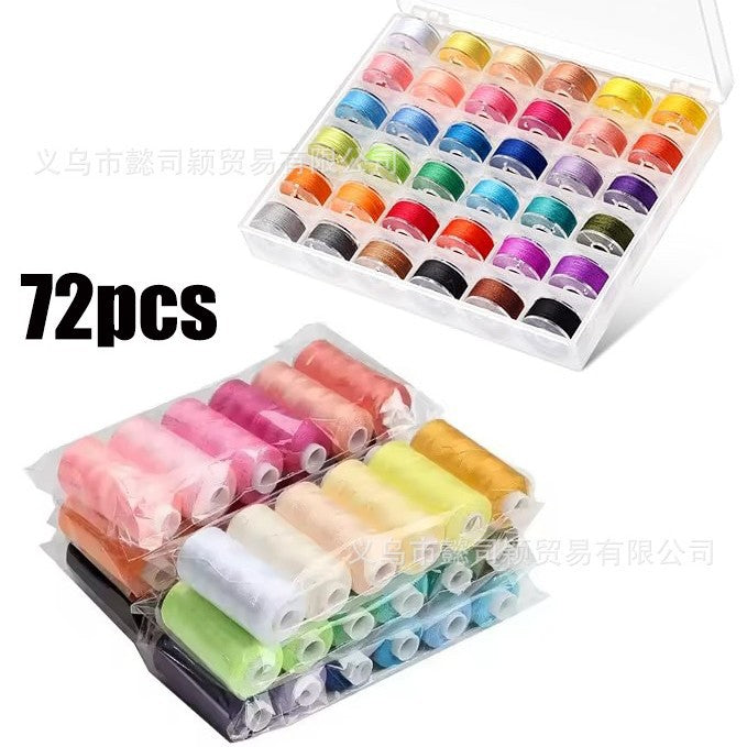 72-Piece Sewing Thread Kit, 36 Colors Polyester Pre-wound Bobbins and Spools for Sewing Machine
