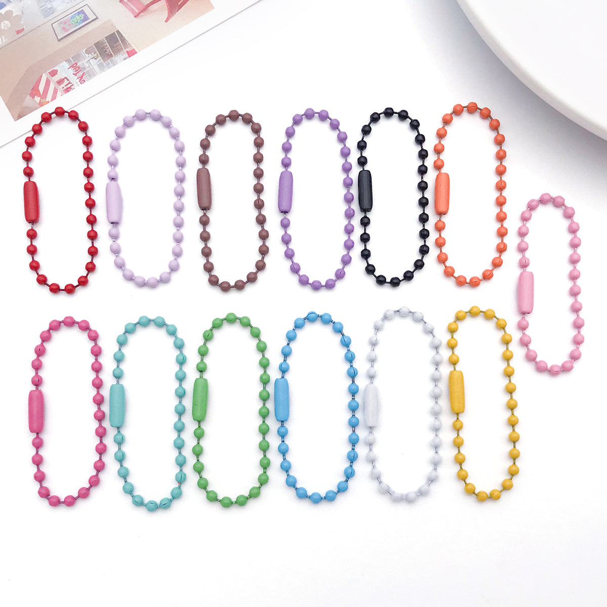 Colorful Painted Ball Chain for DIY Keychains, Bag Charms, and Jewelry Accessories