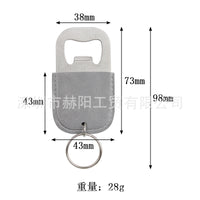 Portable Leather Bottle Opener Sheath Multi-functional Beer Can Opener Protective Cover Keychain
