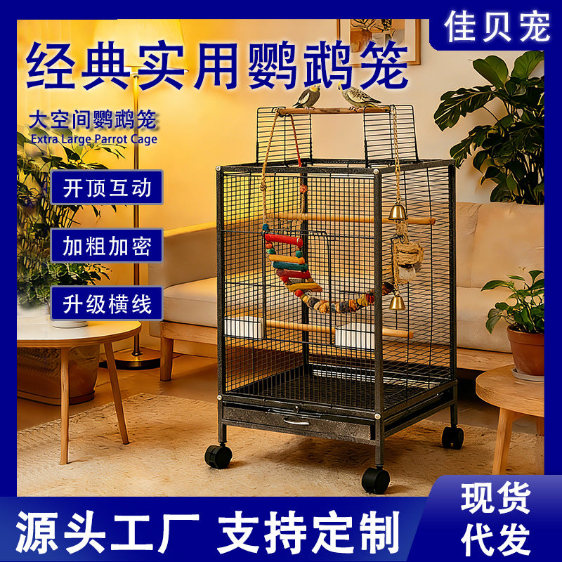 Luxury Large Space Parrot Cage Villa Cage for Budgies Peonies and Cockatiels, Export Pet Cage