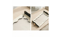 Tabletop Storage Tray Ribbed Tray with Wooden Handles Wavy Organizer for Living Room