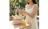 Layered Floral Flower-Shaped Purse Top Handle Flower Bag Gathered Opening Spotted Bag Soft Material