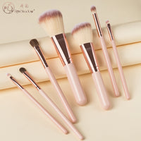 7-Piece Mini Travel Makeup Brush Set with Portable Bag for Face and Eyes