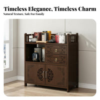Space Saving Chinese Design Tea Cabinet Stable and Sturdy Living Room Tea Stand Guardrail Design Chinese Design Display Shelf Polished Finish for Home Decorators, Collectors, Book Readers, Study, Office