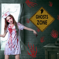 Halloween Warning Sign Wall Decals Self-Adhesive Horror Party Decorations