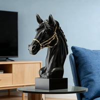 Lifelike Horse Head Sculpture Decorative Art Piece for Living Room, Office, or Display Cabinet