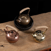 Hand-Hammered Copper Teapot with Antique Handle