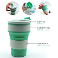 350ml Silicone Collapsible Travel Mug with Lid - Portable, Heat-Resistant, Multi-functional Coffee Cup