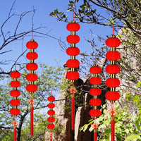 Flocked Red Lantern String Garland for Chinese New Year Wedding Decoration