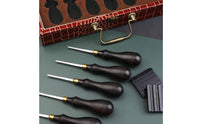 5 Pieces Wood Handle Leather Edger DIY Crafting Leather Perimeter Shaping Tool Set Leatherworking Supplies Multiple