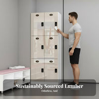 Wooden Employee Locker Secure Locking Lockable Storage Cabinet Thickened Solid Board Commercial Locker with Multiple Lock Options Suitable for Employees Stretching Studio Beauty Salon Break Room