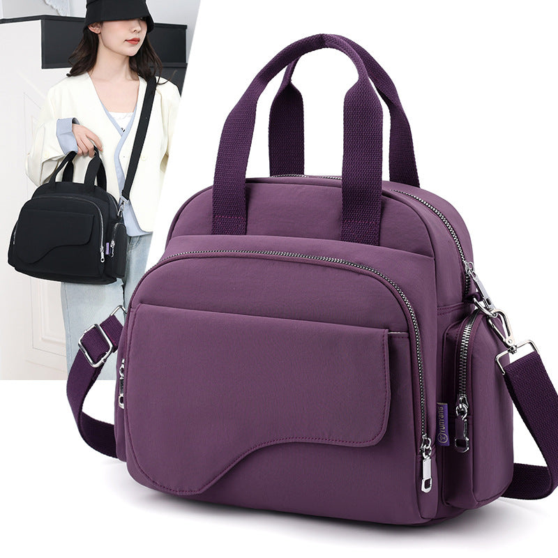 New Women's Large Capacity Lightweight Nylon Shoulder Bag with Multiple Pockets