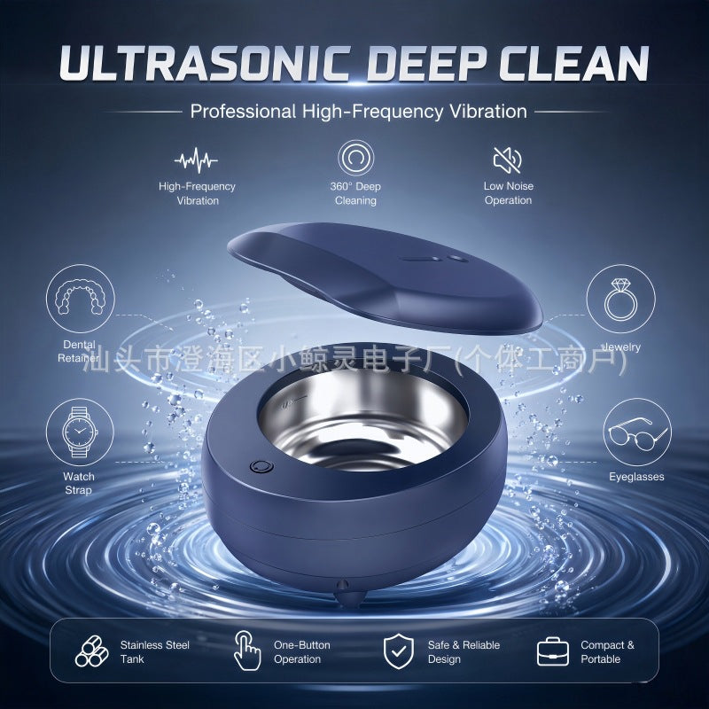Ultrasonic Cleaner for Dentures, Jewelry, Watches, Contact Lenses, and Toothbrushes (US Plug)