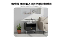 Light Luxury design Bedside Cabinet with Open Shelf Modern Design Single-Drawer Cabinet with Open Shelf Minimalist Aesthetic Nightstand Space-Saving for Small Apartment Residents, Homeowners, Students, Living Room, Hallway, Office, Nursery