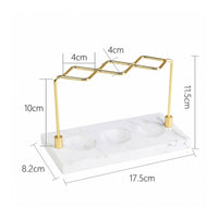Toothbrush Holder with Marble-Look Resin Base Tabletop Stand Upright for Vanity