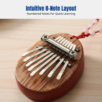 Thumb Piano, 8-Key Mini Heart Shape, Portable Finger Keyboard, Crystal & Wood Design, Musical Instrument for Beginners