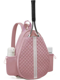 Quilted Tennis Racket Bag with Water Bottle Holder, Waterproof, Lightweight, Crossbody