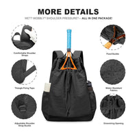 Yusheng Waterproof Nylon Badminton/Tennis Racket Bag for Pickleball, Crossbody Backpack