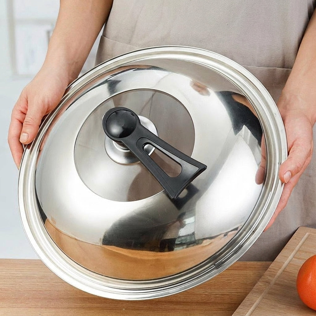 Cooking Pots and Small Pots with Lids, Sauce Pots with Lids in Food Grade Stainless Steel, Wok Lid with Folding Handle, Tempered Glass Cover