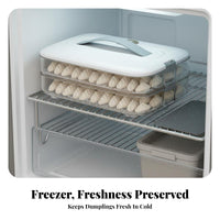 Dumpling Storage Box Airtight Seal Stackable Freezer Container Non Surface Refrigerated Items Organizer for Home Cooks, Families