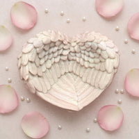 Heart-Shaped Resin Dish Jewelry Tray Feather-Textured Holder Decorative Wing-Shaped Resin Bowl