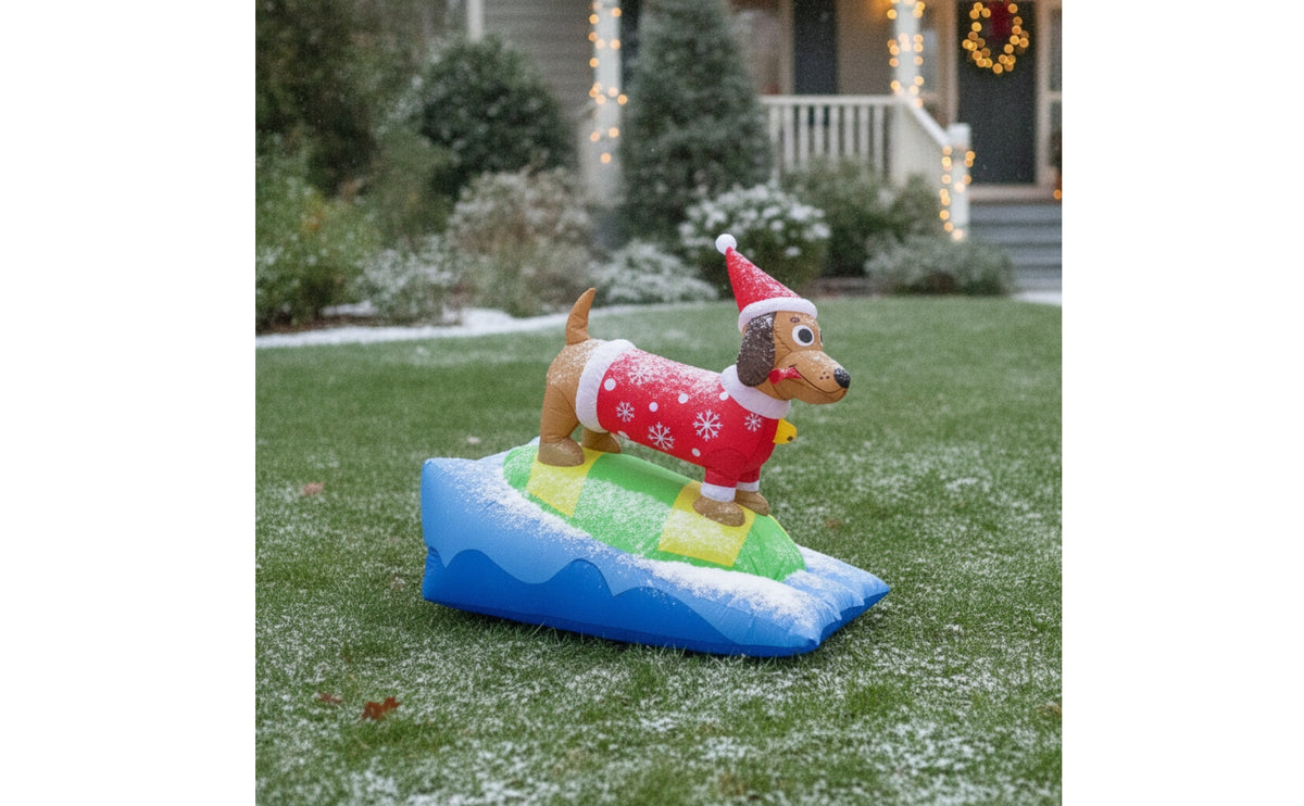 Outdoor Christmas Dachshund Inflatable Premium Inflatable Dachshund Long-Lasting Yard Decoration Safe for Patio